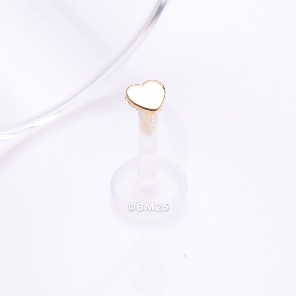 14 Karat Gold Heart Plate Top Bio-Flex Labret